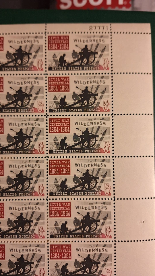 U.S. Scott #1181, M/F/NH, Mint Sheet, Battle of Wilderness, 5 cent, p-11, 1964 - Image 4 of 4