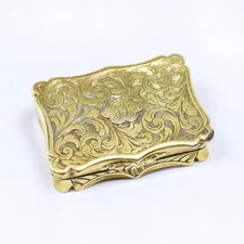 Victorian English Gilt Silver Vinaigrette by Nathaniel Mills, Birmingham