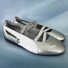 Size 8.5 Puma Womens Speedcat Ballet Metallic - Silver 401581-01