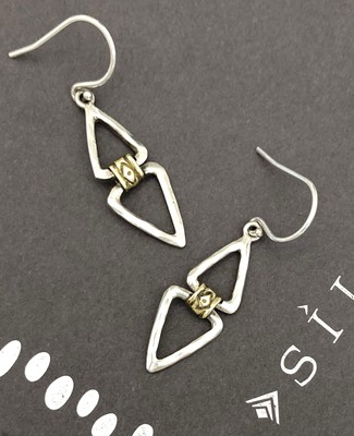 SILPADA Sterling Silver & Brass DOUBLE UP Hinged Earrings~RETIRED~NEW!