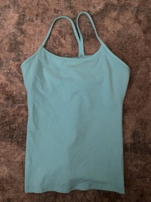 Lululemon Tank Top Womens 10  Power Y Turquoise Yoga Gym Workout Athletic