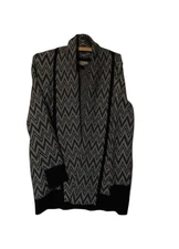 Banana Republic Women's Size Small 50% Mohair Cardigan Sweater Blue White Argyle