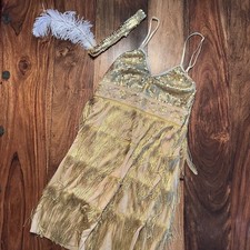 20s Girls Gatsby Flapper Costume Small 1920s Gold Flapper Dress Spirit Halloween