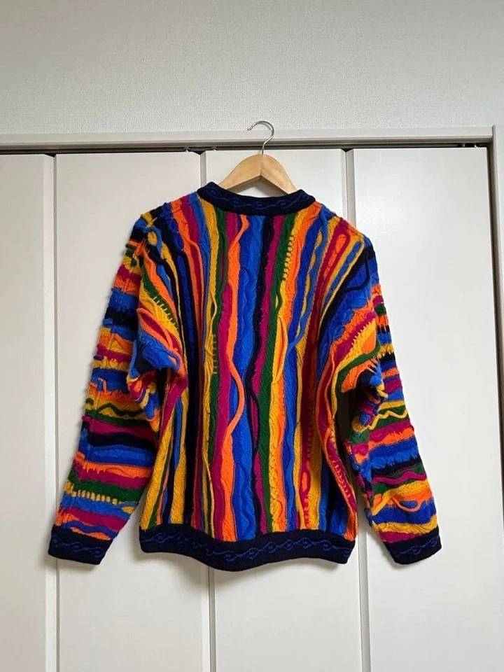 COOGI sweater 3D knit 100% Wool Size S Men's Multicolor Body width 60cm - Image 2 of 3