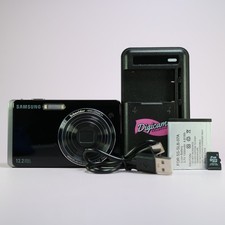 Samsung ST500 12.2MP Digital Camera Selfie Screen Black Silver Tested Full Set