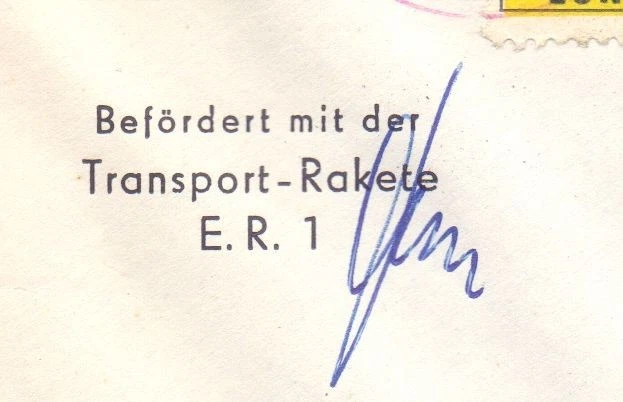 3 Raketenpost-Belege - Zucker E.R.1 Rakete 1960 mit 2 original Autogrammen (846) - Bild 3 von 4