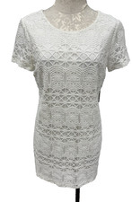 Lulu's Love You For Eternity White Lace Shift Dress Lined New Medium