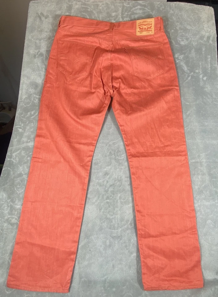 Levi’s 501 Jeans Men 36x31 Relaxed Straight Leg Orange Button Fly Rare Colorful - Image 3 of 4