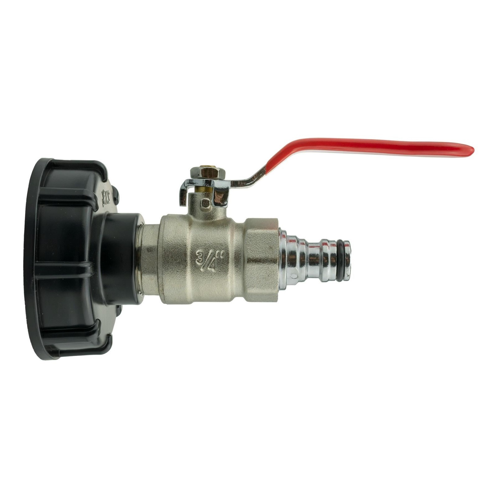 IBC S60X6 Cap 3/4"" BSP Ball Valve & Metal Hose Connector Quick Connect Male Kit