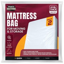 Utopia Home Queen Size Mattress Cover for Moving 2 Pack , 4 Mil Heavy Duty P...