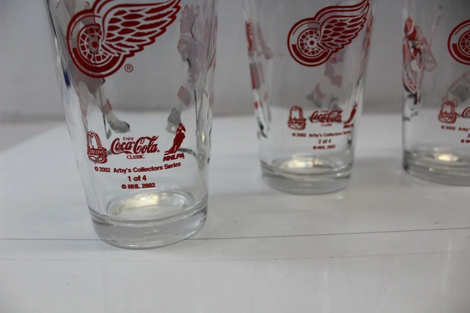 Juego de 4 vasos vintage Detroit Red Wings 2002 Arby's Coca-Cola Foto 2 de 4