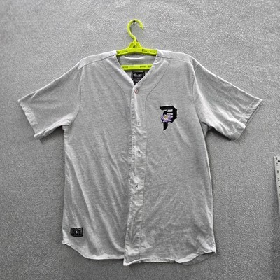 Primitive Skateboarding Men Jersey L Gray Embroidered Flower Baseball