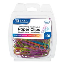 BAZIC Paper Clips 50mm Jumbo Large Size, Color Paper Clip Paperclips 100/ 91086