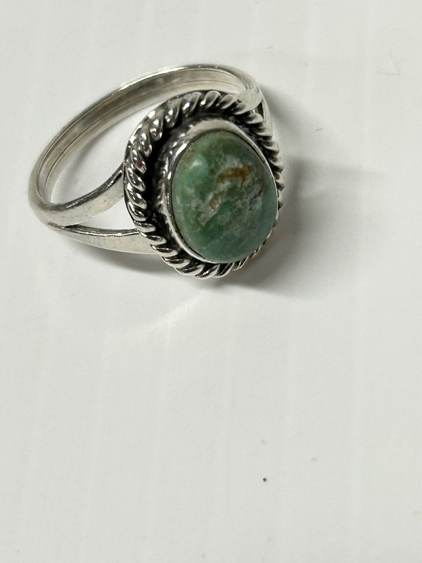 Vintage~Ladies Estate Sterling Silver Green Jasper Ring~Size 6 Antique
