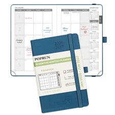 POPRUN Pocket Monthly Planner 2026-2027 Pocket- 4x 6.25 Soft Leather Cover - ...