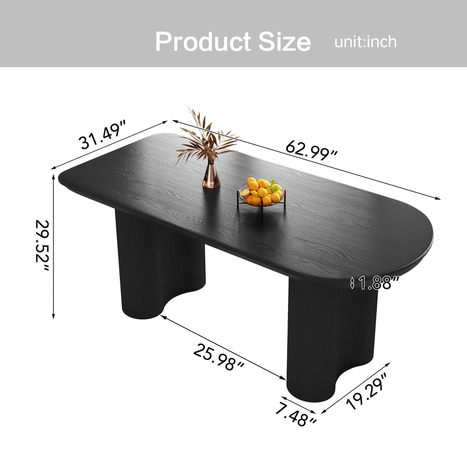 Black Dining Table, Modern Kitchen Table for Kitchen Bar Living Room - Image 2 of 4