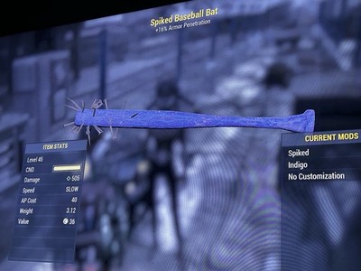 FALLOUT 76   RARE Level 45 Indigo Baseball Bat PS4/PS5