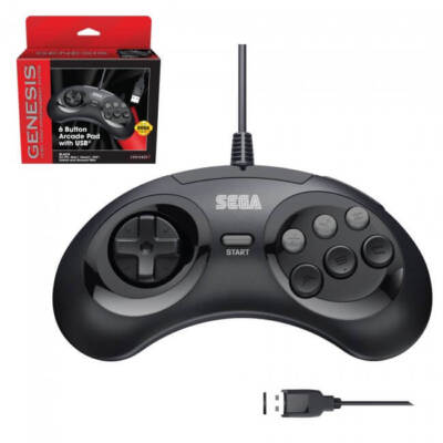 SEGA GenesisÂ  6 Button Arcade Pad USBÂ  Black