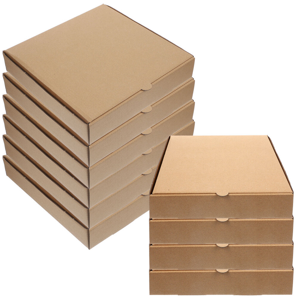10 Pcs Cardboard Pizza Boxes Thickened Blank Kraft Paper Restaurant