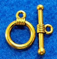 10Sets Tibetan Antique Gold ROUND Toggle Clasps Connectors Hooks Findings C358