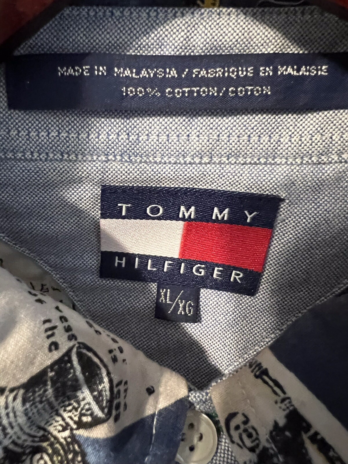 FILA Camicia Tommy Hilfiger uomo X Large stampa canottaggio all over bottoni