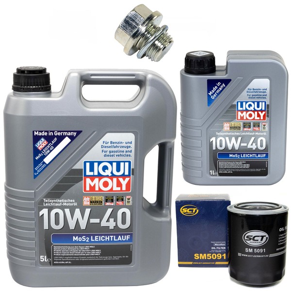 MotoröL Set 10W-40 6 Liter + ÖLfilter Sm 5091 + Schraube FüR Mitsubishi L200 2.5-image