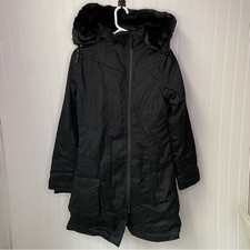 Hoodlamb Ladies Canopy Long Coat Jacket Nightwatch Black Size Small