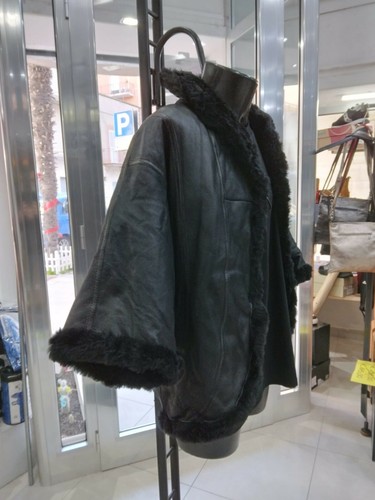 MONTONE SHEARLING Donna woman nero in vera pelle VINTAGE tg 46 MON051LZ - Picture 2 of 7