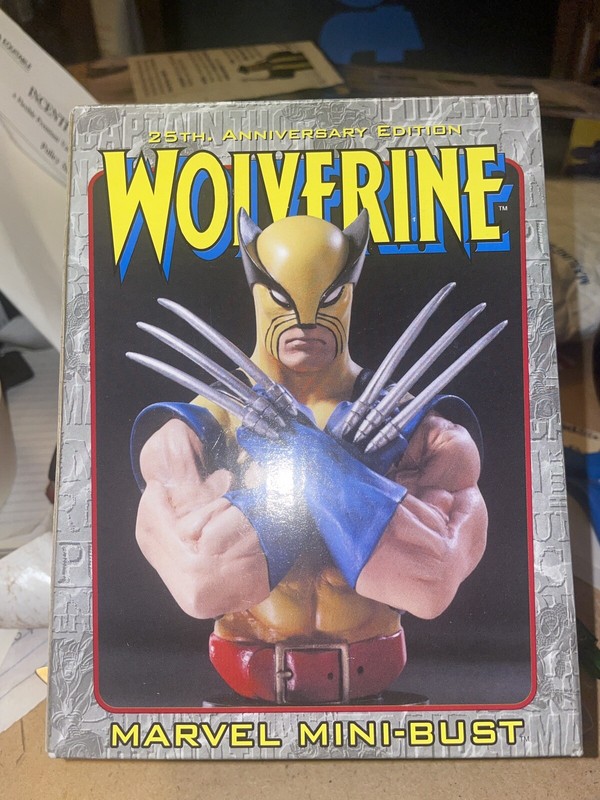 SIGNED John Romita Sr Gold Wolverine Mini Bust Bowen 2000 Rare Marvel Deadpool 