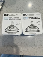 2x Como Tomo Silicone Replacement Nipples 2-Pack Medium slow Flow 0-3 Months