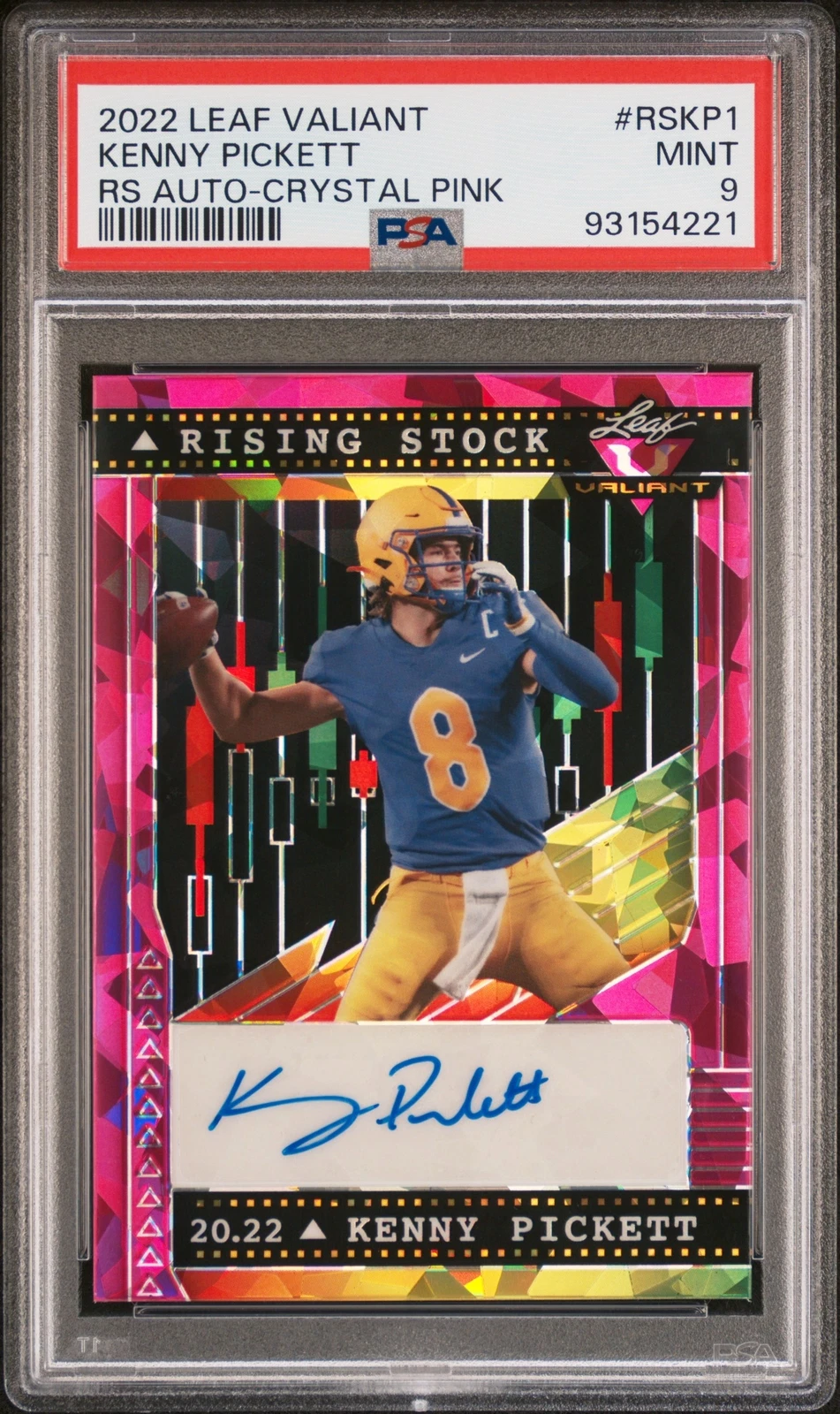 Kenny Pickett Leaf Valiant Rising Stock Autographs #RSKP1 Crystal Pink