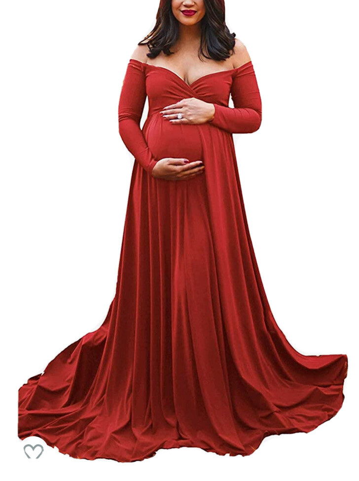 red maternity photoshoot dress Ariel 2-Piece Maternity Photoshoot Dress