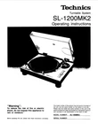 Technics SL-1200MK2 Turntable Owners Instruction Manual Reprint