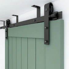 4FT-20FT Ceiling Mount Sliding Barn Door Hardware Track Bracket Kit for 1/2 Door