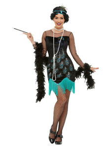 1920s Ladies Flapper Fancy Dress Costume & Accessories Gatsby Halloween Outfit