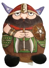 Viking Warrior Plush Stuffed Figure Horn Shield Axe Helmet Free Standing Pillow