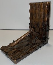 Handmade Wooden & Cast Iron Log & Ax Lumberjack Logging Bookend