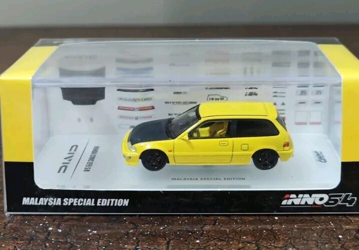 Inno64 Honda Civic EF9 SiR Yellow Malaysia Special Edition
