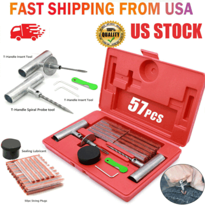#ad #ad Car Tire Repair Tool Kit 57PCS Heavy Duty Flat Tire Repair Kits Plug Patch Truck $18.85