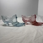 2 Fenton Cabbage Rose Blue Pink Slipper Lot