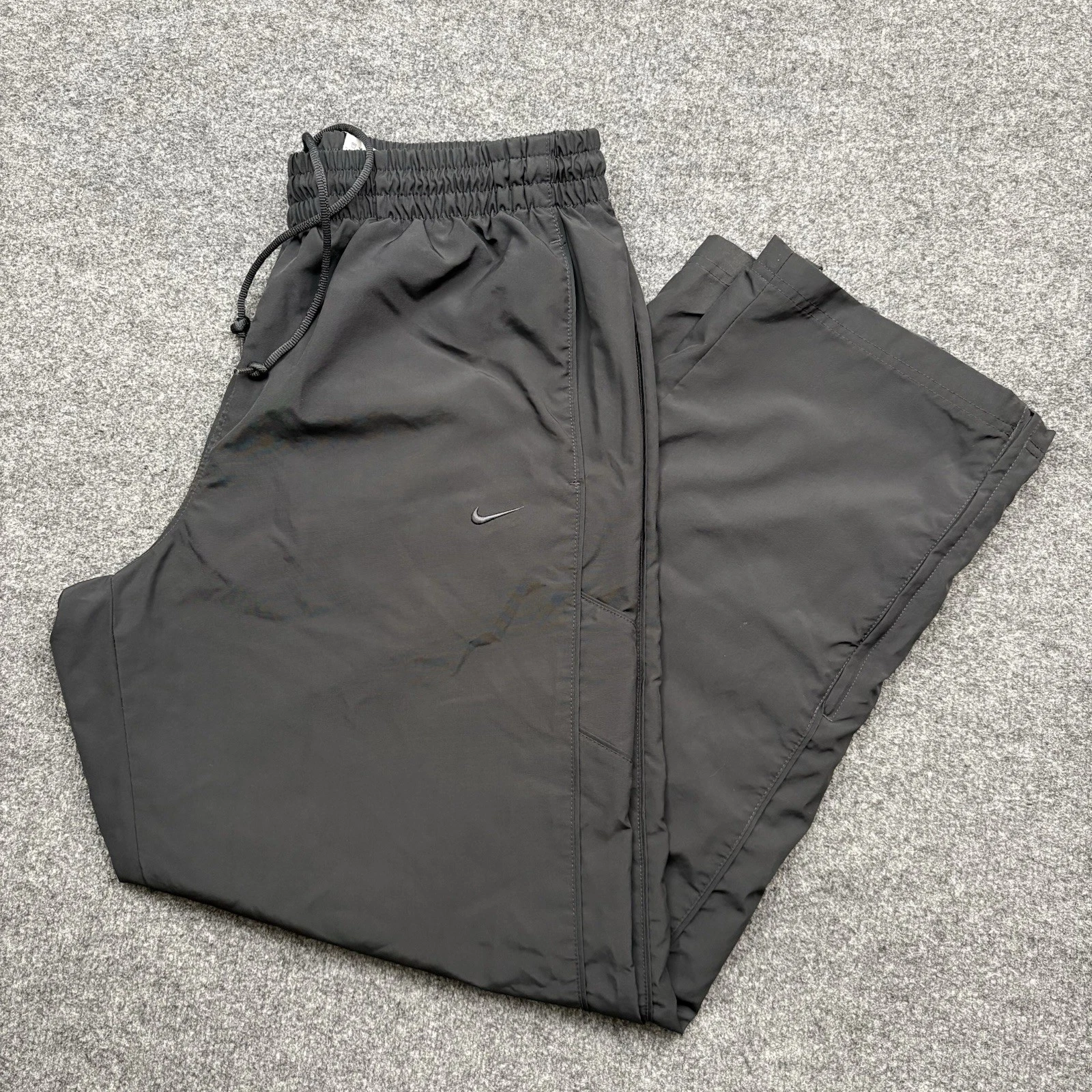 VTG Nike Windbreaker Pants Mens XL Black Baggy Zip Ankle Hip Hop Skater Y2K