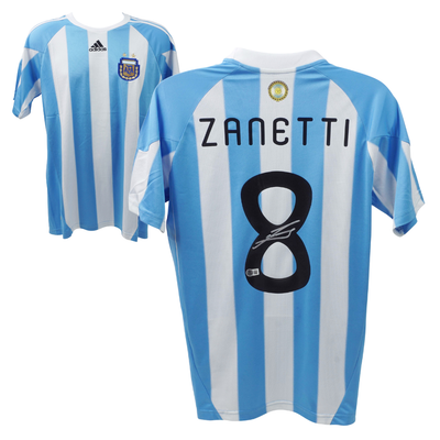 Javier Zanetti Signed Argentina FC Home Soccer Jersey #8 with