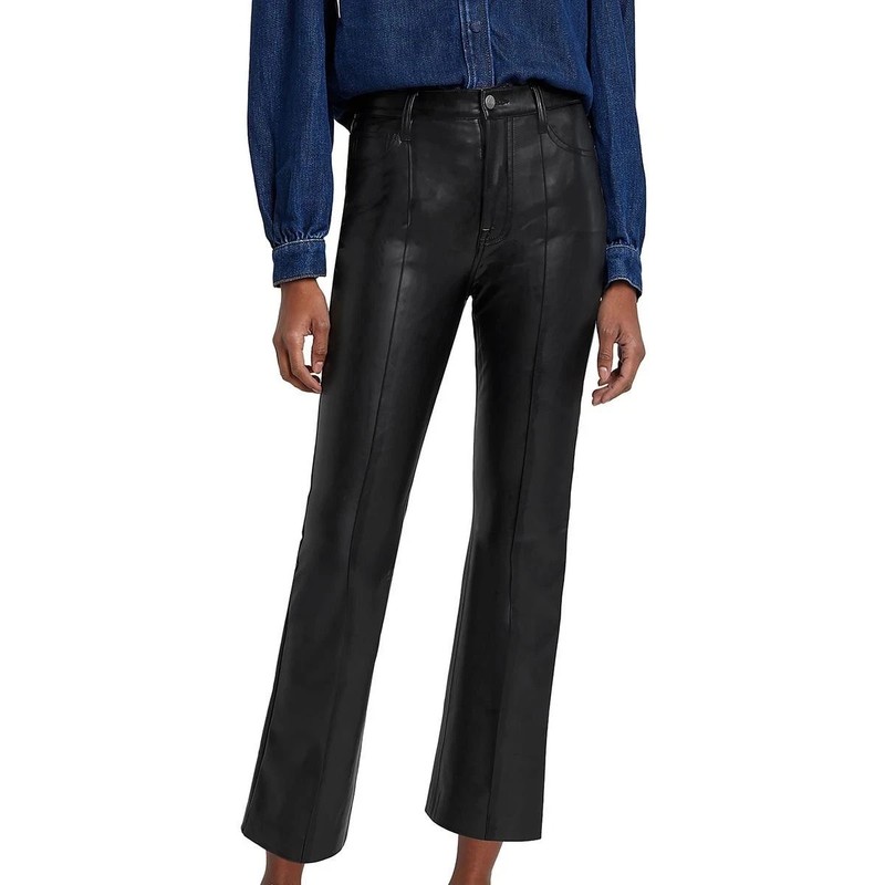 7 For All Mankind Womens Black High-Waist Faux Leather Flared Pants 31 with tags