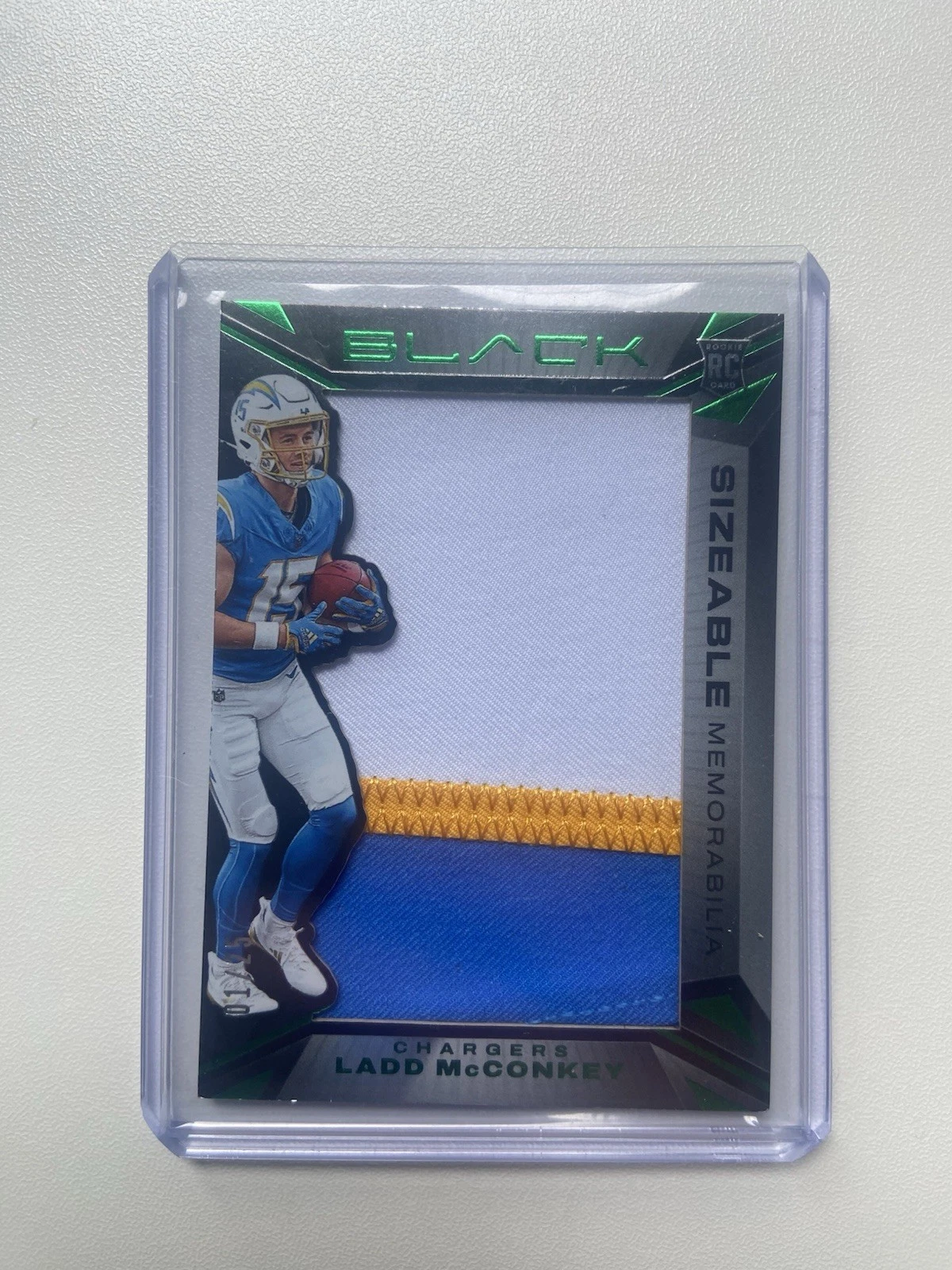 Ladd McConkey Panini Black Sizeable Rookie Memorabilia #SRLMY Emerald