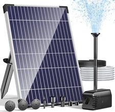 POPOSOAP Solar Water Fountain Pump, 12W Pump with Dry 12W, Black 