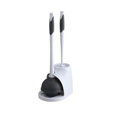 Clorox Toilet Plunger and Bowl Brush Combo with Caddy, 1-Pack, White/Gray