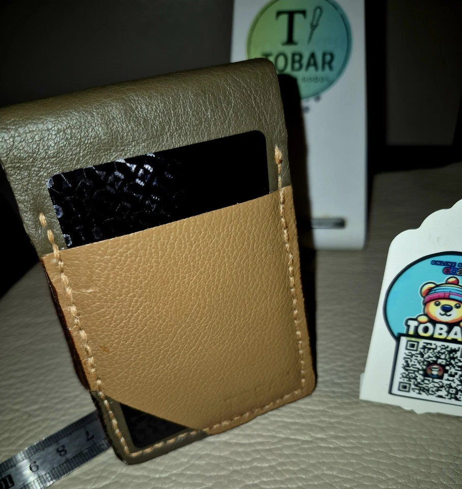  Leather Bifold Wallet for Men Minimalist Rustic card holder Handmade+12cardspac - Image 3 of 4