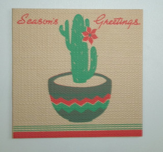 Vtg Christmas Card CATUS Christmas Tree Poinsettia Buzza Cordozo Hollywood 1930s