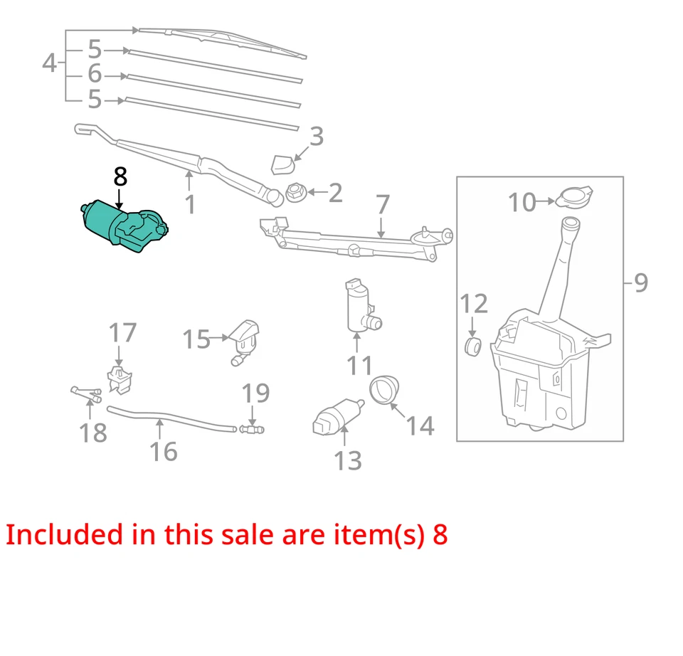 Toyota Corolla 2004 motor limpiaparabrisas delantero fabricante de equipos originales 99 k millas - LKQ401118489 Foto 4 de 4