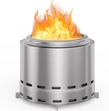 15" Smokeless Fire Pit, Portable Wood Burning Firepit with Stand and Bag, Easy C